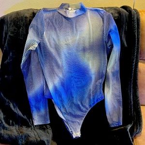 Sheer Mesh Blue faded dot Bodysuit
